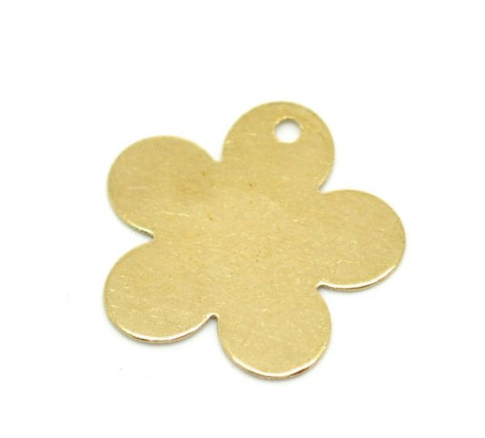 Brass Blank Stampings Flower tags, 17x16mm, 100pcs