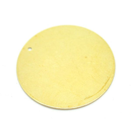 Brass Blank Stampings Round Tag, 28mm, 30pcs