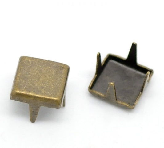 Antique Bronze Square Spike Rivet Studs Spots 6x6mm(1/4"x1/4"), 500pcs