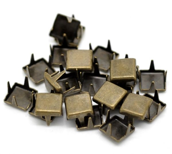 Antique Bronze Square Spike Rivet Studs Spots 6x6mm(1/4"x1/4"), 500pcs
