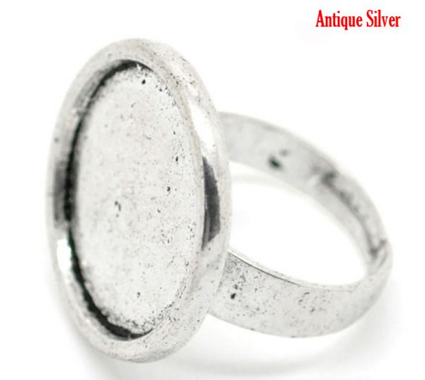 Ring Adjustable, blank casing, Antique Silver, 16.7mm (Fit 19.5mm), 10pcs