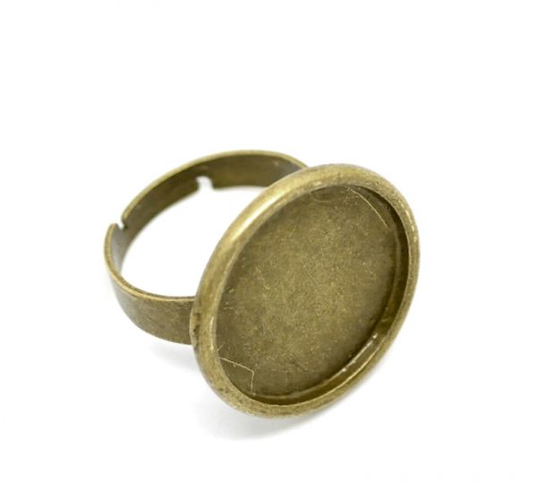Ring Adjustable, blank casing, Antique Bronze, 16.7mm (Fit 19.5mm), 10pcs