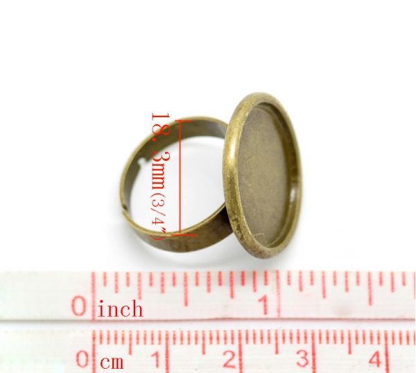 Ring Adjustable, blank casing, Antique Bronze, 16.7mm (Fit 19.5mm), 10pcs