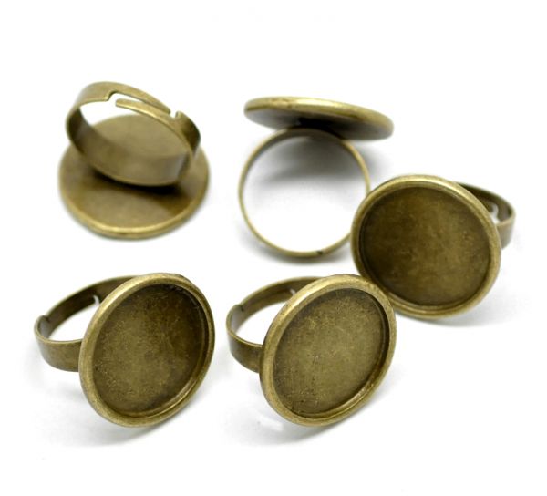 Ring Adjustable, blank casing, Antique Bronze, 16.7mm (Fit 19.5mm), 10pcs