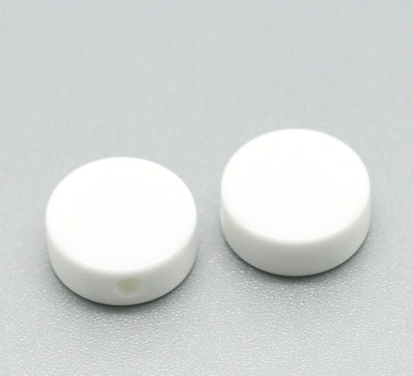 Resin Beads Flat Round, White, 13mm(1/2"), 100pcs