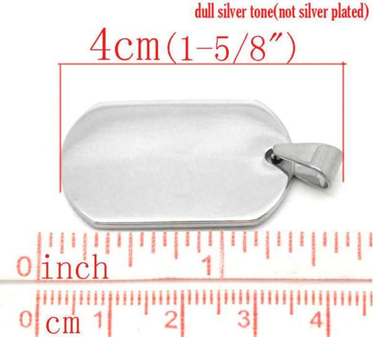 Antique Silver Stainless Steel Blanks for Stamping, Tag Charm, 3pcs