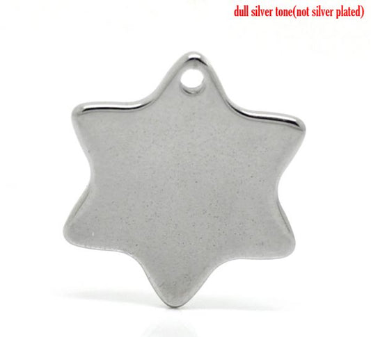 Antique Silver Stainless Steel Blanks for Stamping, Star Charm, 20pcs