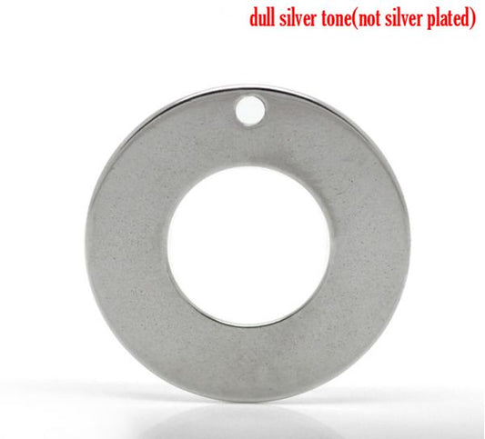 Antique Silver Stainless Steel Blanks for Stamping, Round Circle Charm, 16mm, 30pcs - Washer