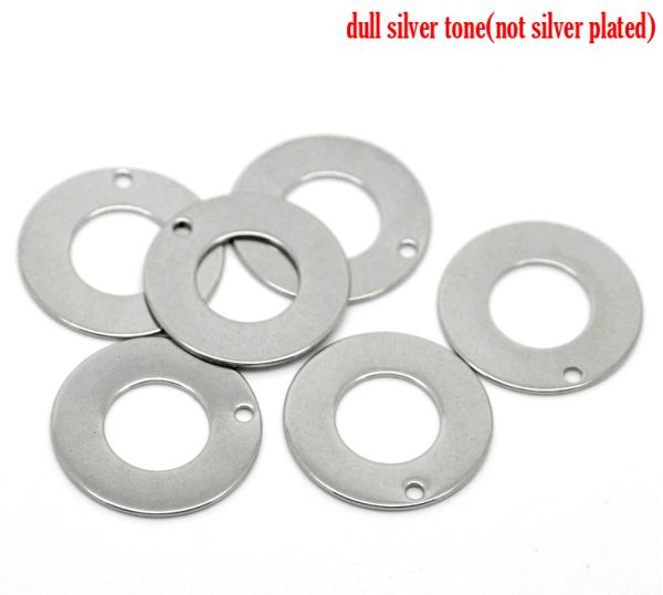 Antique Silver Stainless Steel Blanks for Stamping, Round Circle Charm, 16mm, 30pcs - Washer