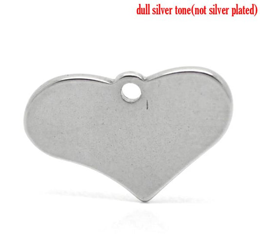 Stamping Tags Pendants Heart  Antique Silver 19mm x 12mm, 20 pcs
