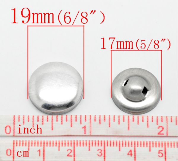 Antique Silver Aluminum Backs Cover Metal Buttons, 100 sets