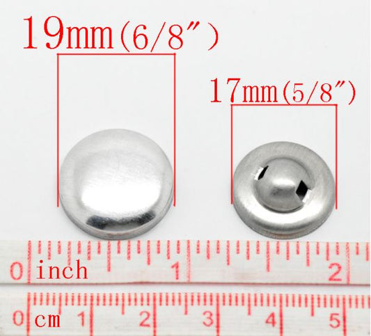 Antique Silver Aluminum Backs Cover Metal Buttons, 100 sets