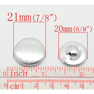 Antique Silver Aluminum Backs Cover Metal Buttons, 100 sets