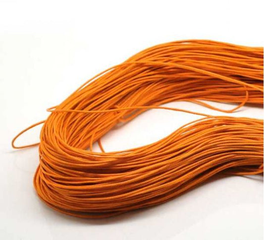 Waxed Cotton Cord, Orange, 1mm, 80 metres