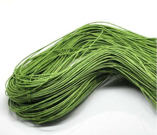 Waxed Cotton Cord, Green, 1mm, 80 metres