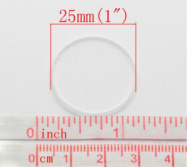 Cabochon, glass, clear, 25mm flat round, 20pcs