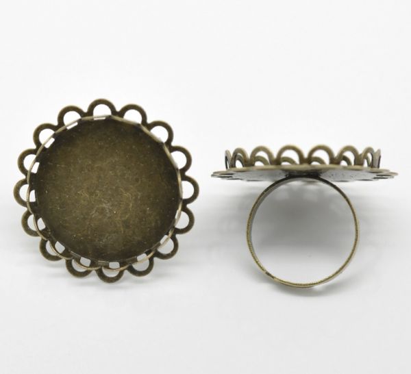 Antique Bronze, Adjustable Ring Frame, Tray 25mm, 10 pcs