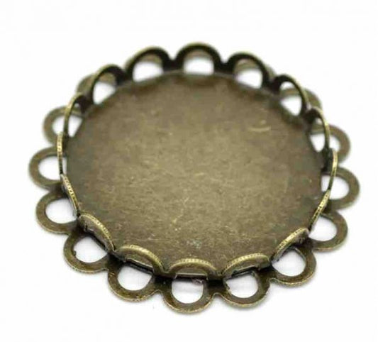 Antique Bronze Cabochon Setting, 32mm, (fit 25mm), 20pcs