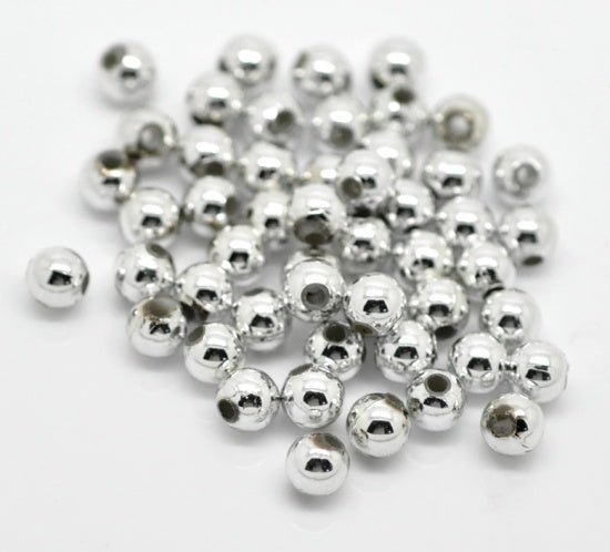 Acrylic Beads Round Silver 5mm, 1000pcs
