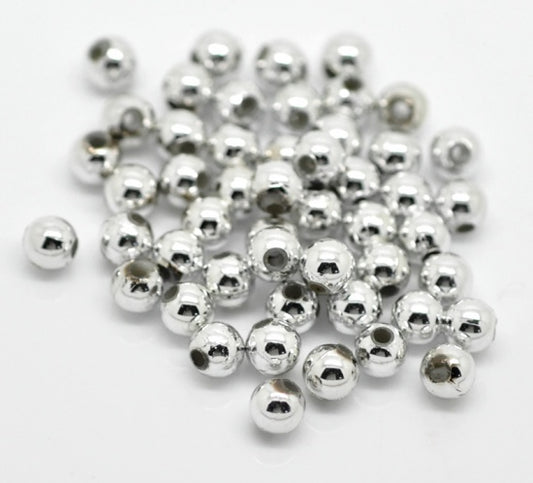 Acrylic Beads Round Silver 5mm, 1000pcs