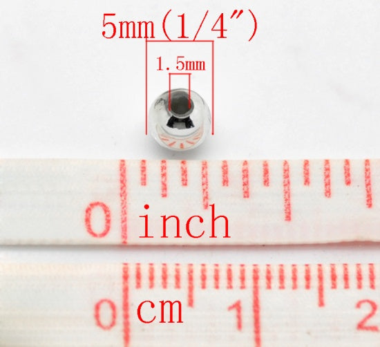 Acrylic Beads Round Silver 5mm, 1000pcs
