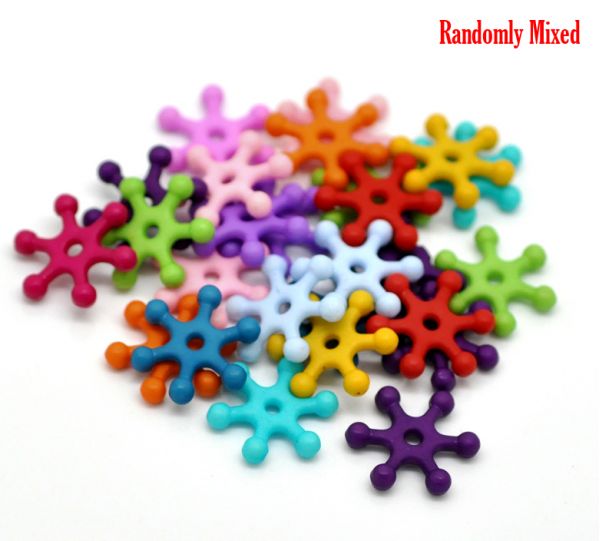 Acrylic Spacer Beads, Snowflake, Mixed Colours, 15x14mm, 500pcs