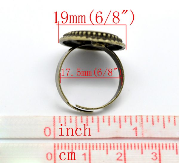 Antique Bronze, Adjustable Ring Frame, Oval 17.5mm, 10 pcs