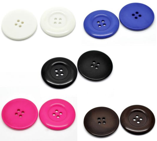 Resin Buttons, Mixed round 4 holes, 38mm, 50pcs