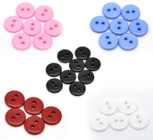 Resin Buttons, Mixed round 2 holes, 11mm, 500pcs