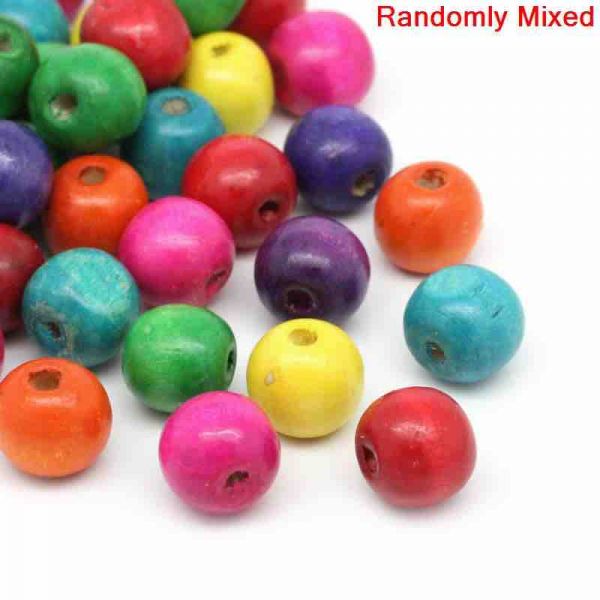 Wooden Beads Round, 14x13mm, Mixed, 200pcs