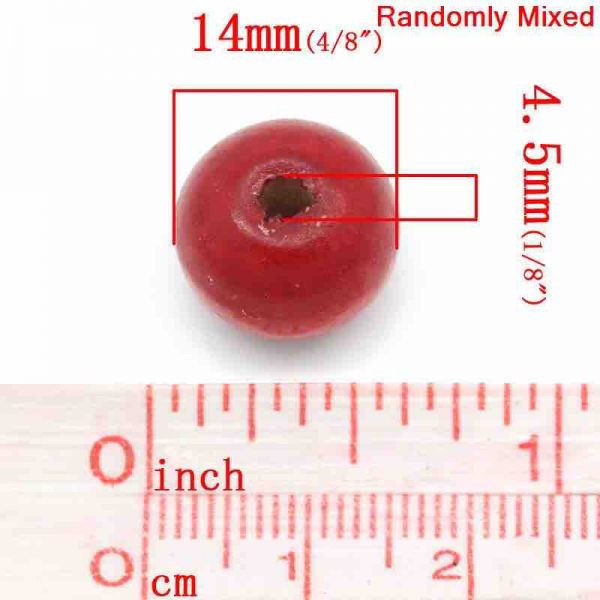Wooden Beads Round, 14x13mm, Mixed, 200pcs