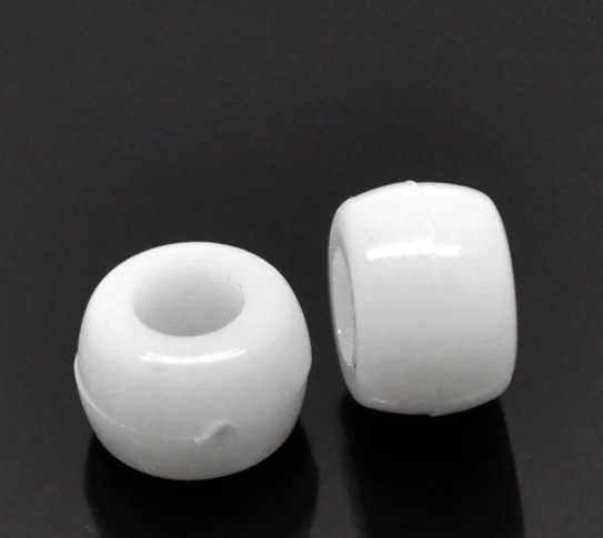 Pony Beads White - opaque 9x6mm, 500pcs