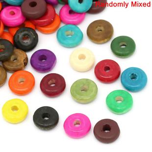 Wooden Beads Flat Round, 10mm, Mixed 500pcs,