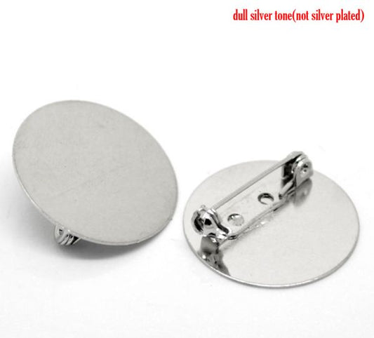 Antique Silver, Brooch, 25mm, with 25mm pad, 20pcs