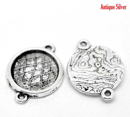 Antique Silver Plate Pendant, 27x17mm (fit 14mm), 50pcs - two links