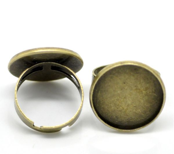 Ring Adjustable, blank casing, Antique Bronze, 18.3mm (Fit 20mm), 10pcs