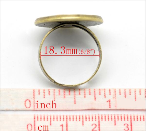 Ring Adjustable, blank casing, Antique Bronze, 18.3mm (Fit 20mm), 10pcs