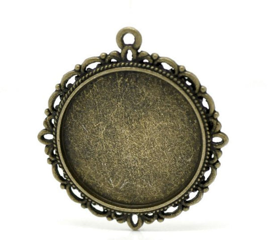 Antique Bronze Frame Settings 37x34mm, (fits 25mm) 10pcs