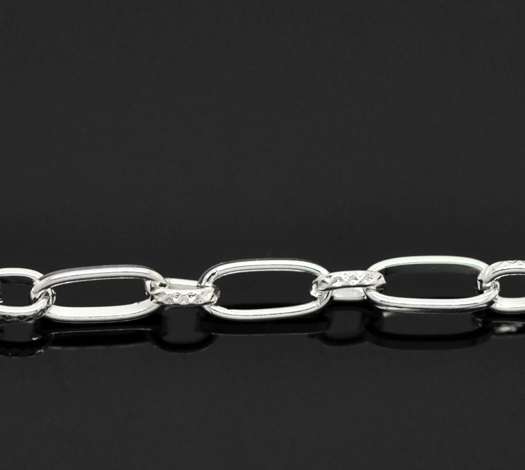Silver Plated Chain, Link-Opened Cable Chains, 10x4.5mm 5.5x4.2mm, 10 metres