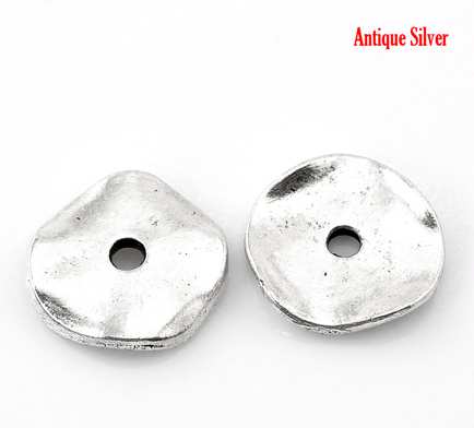 Antique Silver Flat Spacers Beads, 14x13mm 50pcs