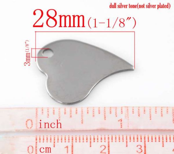 Antique Silver Stainless Steel Blanks for Stamping, Love Heart Charm, 10pcs