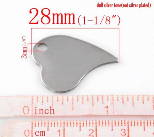 Antique Silver Stainless Steel Blanks for Stamping, Love Heart Charm, 10pcs