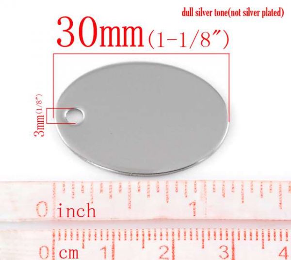 Antique Silver Stainless Steel Blanks for Stamping, Oval Charm, 10pcs