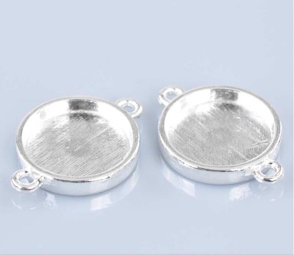 Silver Plate Frame Connector Settings 26x19mm, (fits 16mm) 20pcs