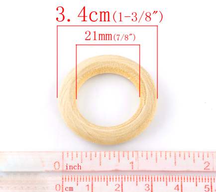 Wooden Rings Pendants Connectors - Circle Ring Natural, 3.4cm Dia, 50PCs