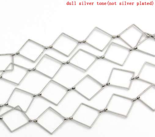 Antique Silver Rhombus Link 15.5x10.5mm Chain, 1 metre