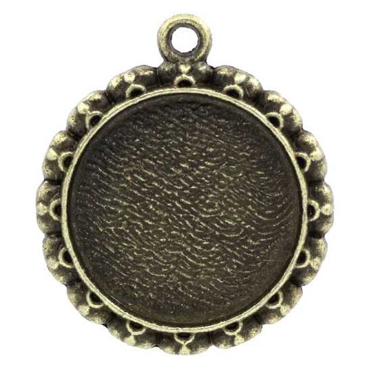 Antique Bronze Plate Frame Settings 30x26mm, (fits 20mm) 20pcs