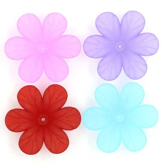 Acrylic Spacer Beads Flower Frosted Mixed 30x30mm, 50PCs