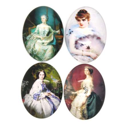 Glass Cabochon, Beautiful Girls, 40x30mm 10pcs