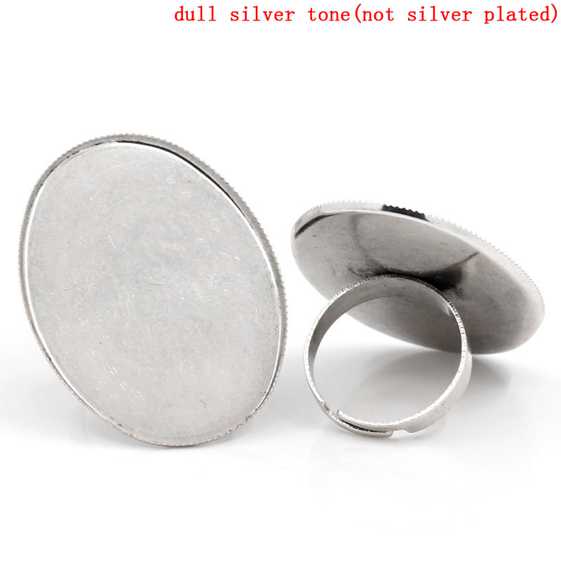 Adjustable Ring Frame, Antique Silver, Tray fits 30x40mm, 10 pcs